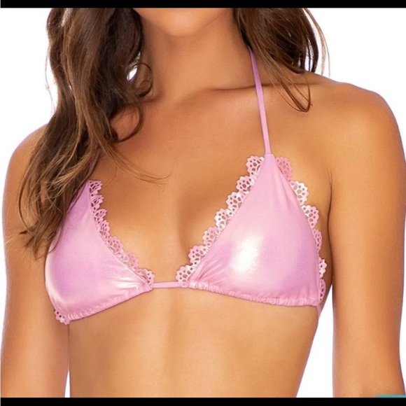 LULI FAMA Noches De Sevilla Triangle Bikini Top Rose Champagne NWT D Cup - Picture 1 of 6